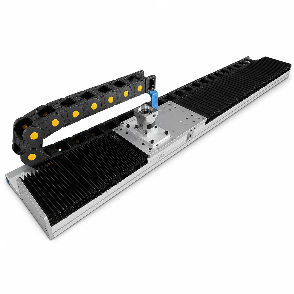 Robot 7th Axis Floor Rail For Automated Production Line And Gantry With External Drag Chain And Bellows Cover