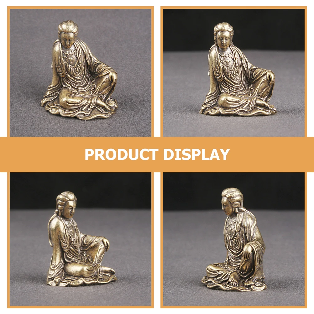 

Retro Avalokitesvara Statue Golden Brass Yin Home Desk Garden Temple Decor Durability Practical Long Lasting Usage