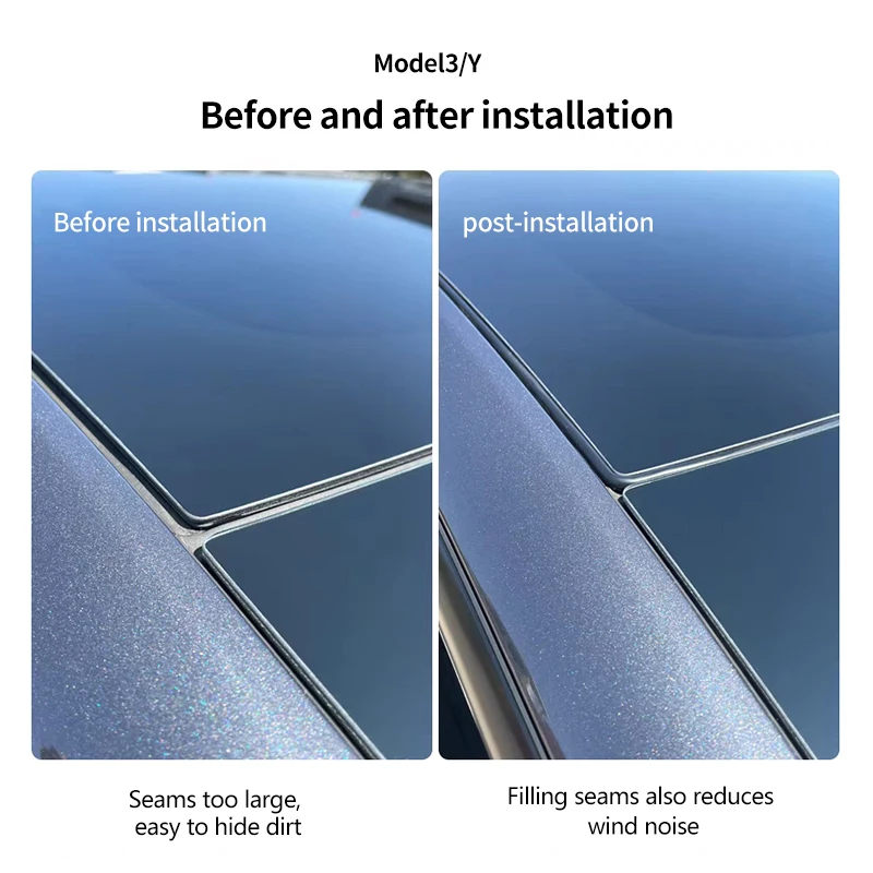 Seal Strip Rubber Kit for Tesla Model Y 3 Highland Roof Wind Guard Noise Reduction Sealing Stickers Skylight Sunroof Accessories view 6
