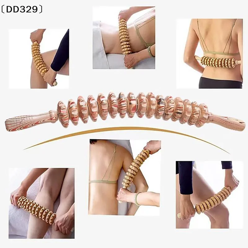 Masseur de fascia corporel avec poignée antidérapante, rouleau lisse en bois à dents rainurées pour bras, jambes, cuisses, fesses, pour la relaxation〔DD329〕