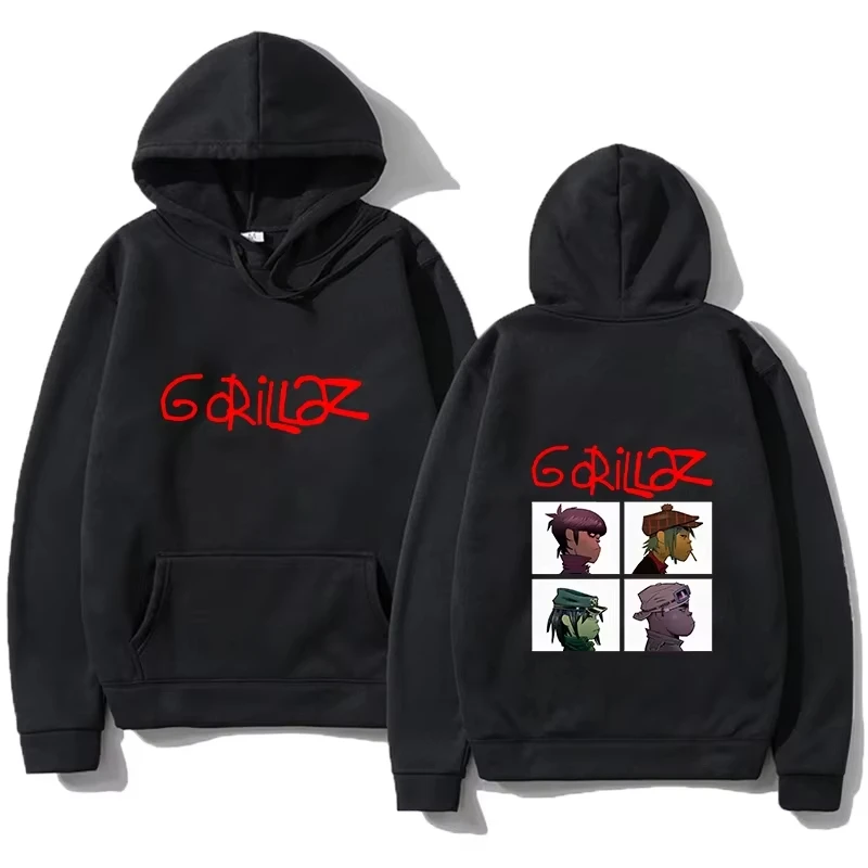 2025 Spring Rock Print Hoodies Music Band Gorillazs Punk 90s Casual Fashion Sports Shirts New Men Plus Size Pullover Unisex