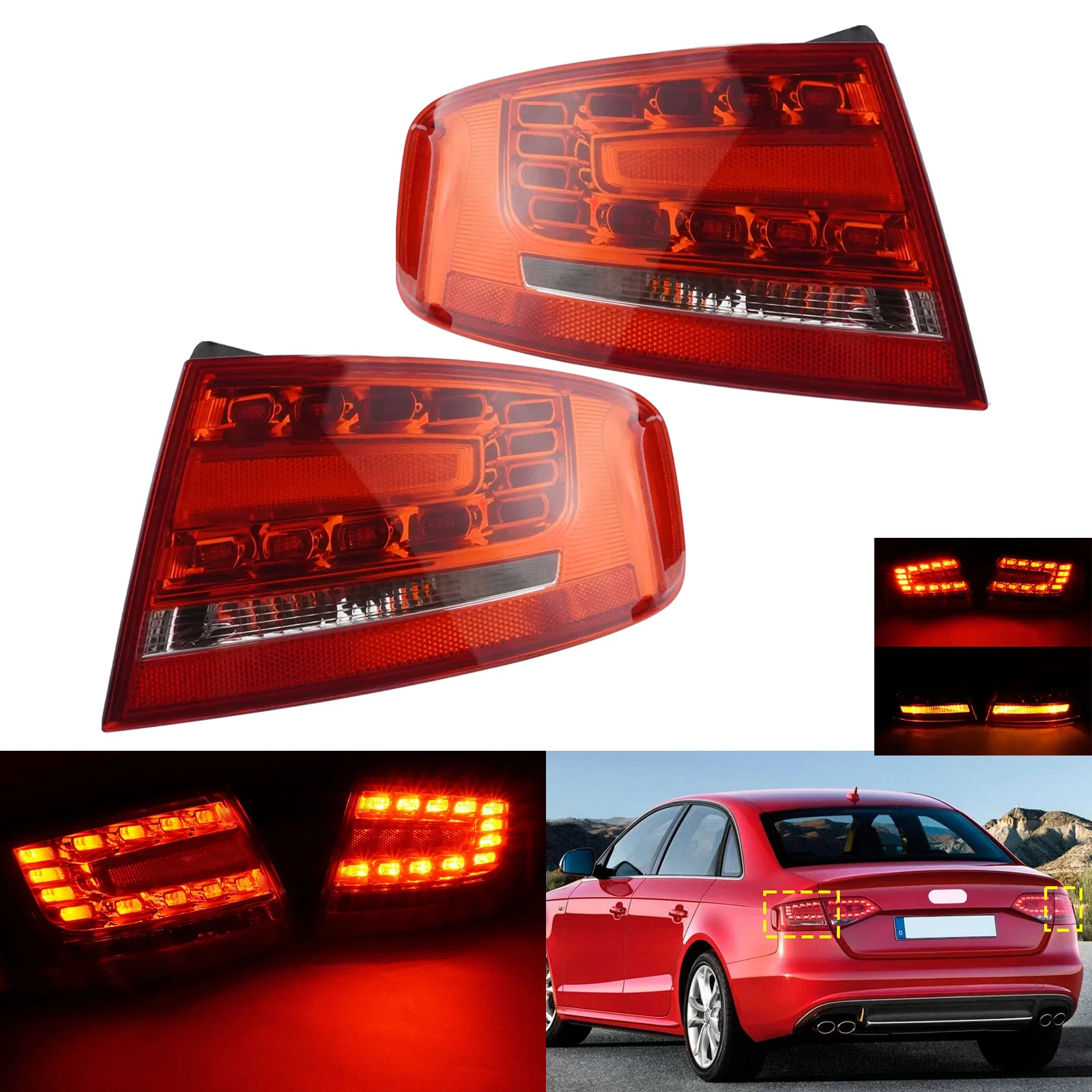 

Left Right Side Car Rear Outer LED Tail Light Brake Lamp Assembly For Audi A4 S4 B8 Sedan 2009-2012