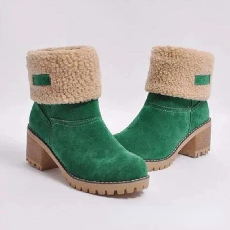 

Plush Boots for Women Winter Padded Shoes Fashion Designer Chunky Boot Female Comfort Warm Heeled Snow Footwear Botas De Mujer