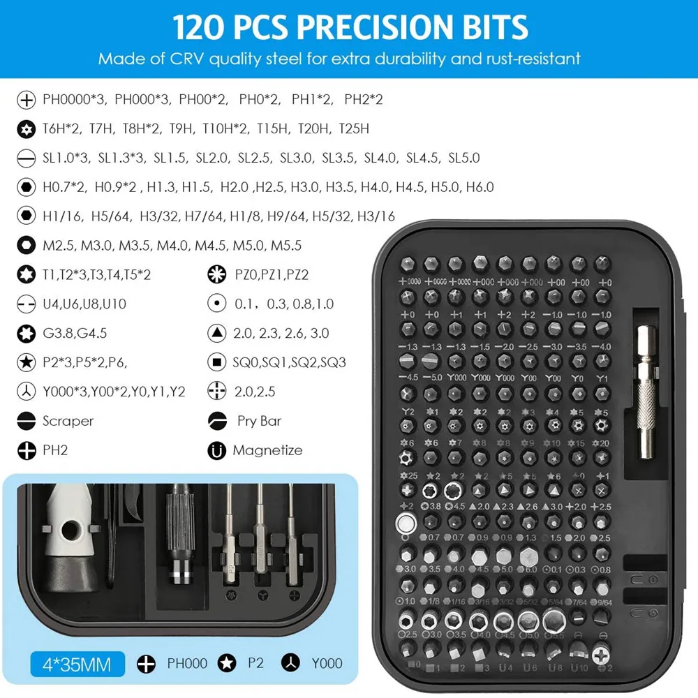 Imagem -02 - Chave de Fenda de Precisão Conjunto Kit de Ferramentas de Reparo do Portátil 130 em Chaves de Fenda do Computador Profissional para pc Telefone Interruptor rc Carro Diy