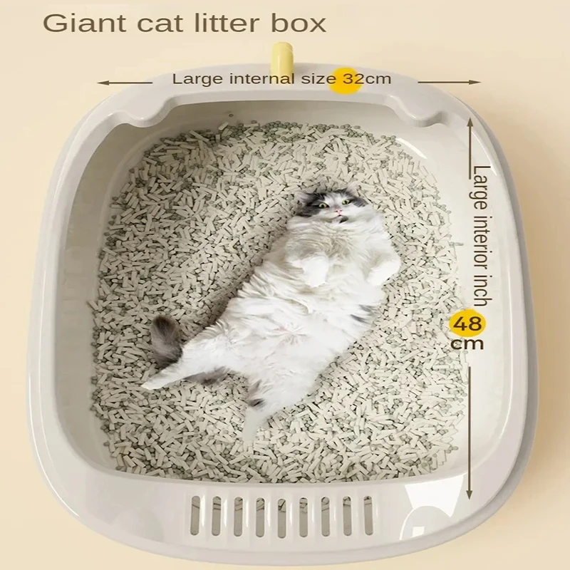 Cat Litter Box Extra Dinosaur Semi-Enclosed Large Size Detachable Washable Anti-Splash Design Convenient Solution for Large Cats