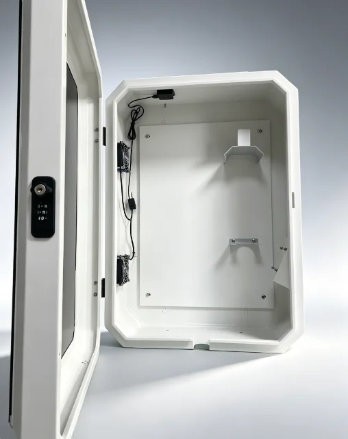 Lockable Waterproof Outdoor EV Charger Enclosure Wall-Mount Metal Security Box for AC Charging Station