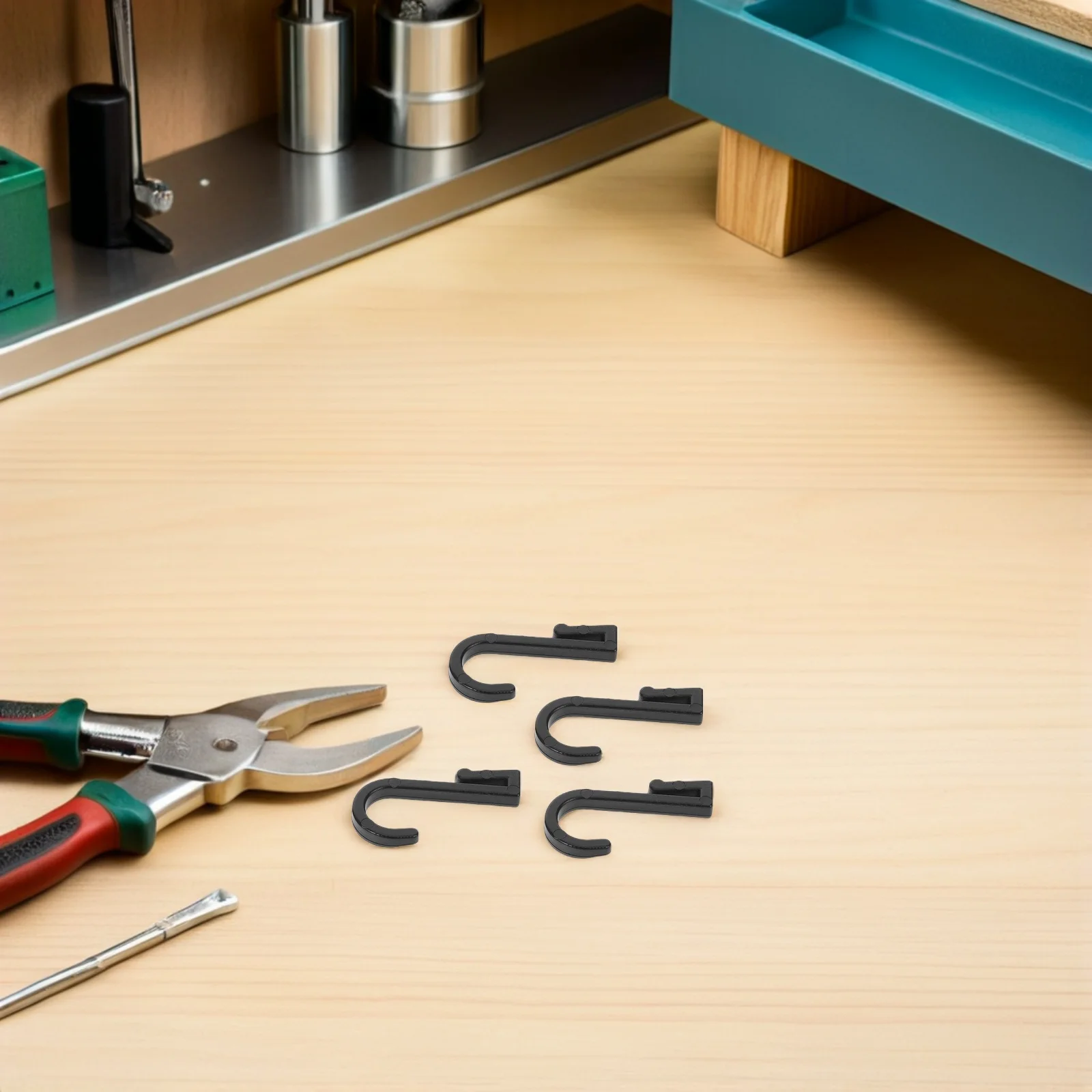 100 قطعة من خطافات البلاستيك S خطافات مسطحة لرف الأسلاك نظام مسار الستارة المطبخ الحمام حديقة تخزين معلق أسود #2