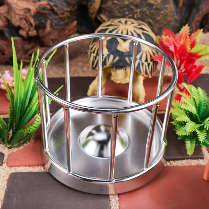 Large Size Stainless Steel Aquarium Pet Reptile Feeder Bowl Basin Food Water Pot Reptile Turtle Tortoise Supplies