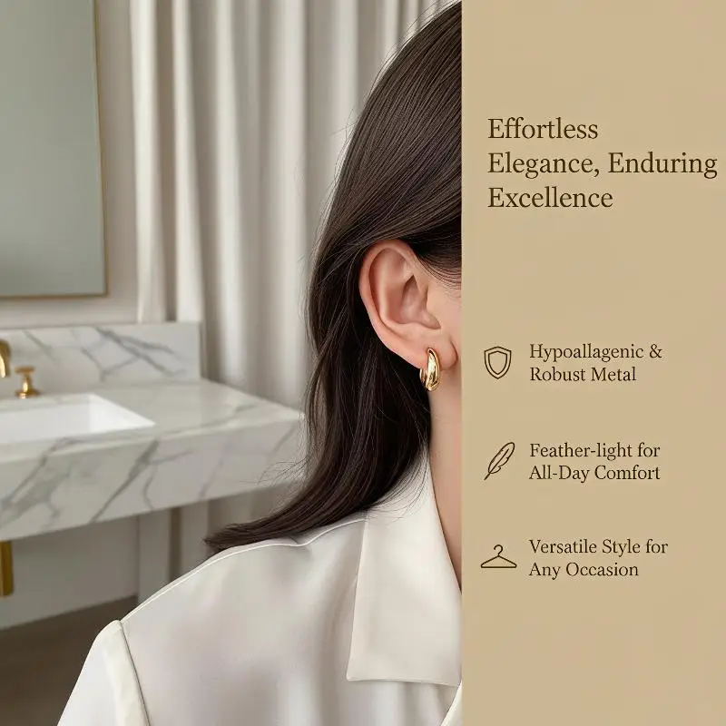 Fashion Metal Hoop Earrings for Women Simple Versatile Daily Wear Everyday Ear Accessories Young Girls Statement Jewelry