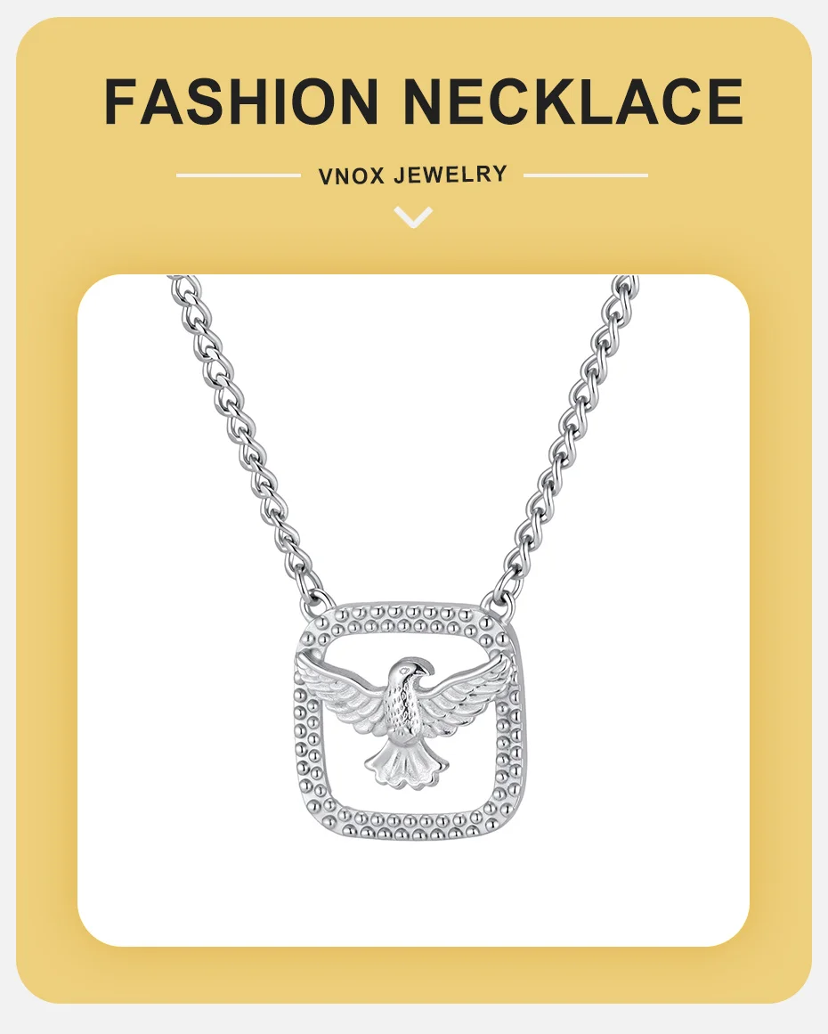 Vnox Herren Edelstahl Heiliger Geist Taube Anhänger Halskette Quadratischer Rahmen Christlich Religiöser Verstellbarer Panzerketten-Schmuck Geschenk – Detail 1