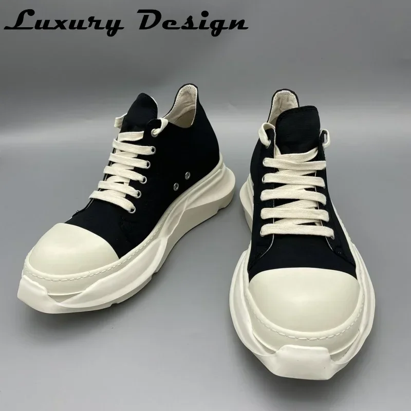 Round Brand Casual Shoes Men 2022 High Top Lace Up Trainer High Quality Thick Sole Designer Women Low Top Black Sneakers