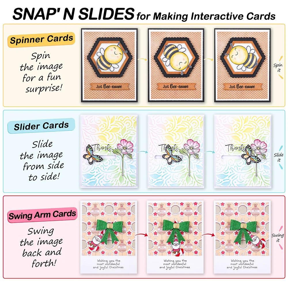 Black Snap and Spin Round Interlocking Disks | Easy Interactive Card Elements for DIY Kinetic Paper Craft Spinner & Slider Cards
