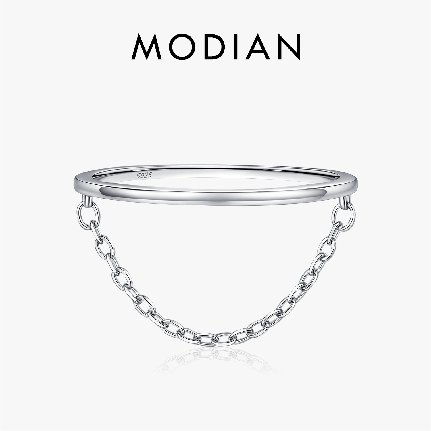 MODIAN 925 Sterling Silver Tassel Stackable Finger Rings Fashion Minimalist Glossy Band For Women Fine Jewelry Accessories