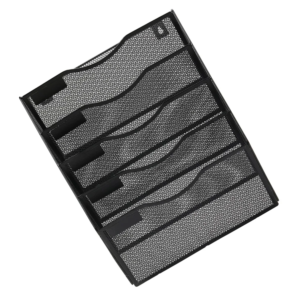 5 camadas de metal a4 documento menu rack revista titular ferro arquivo gerenciamento rack preto montagem na parede escritório ganizer