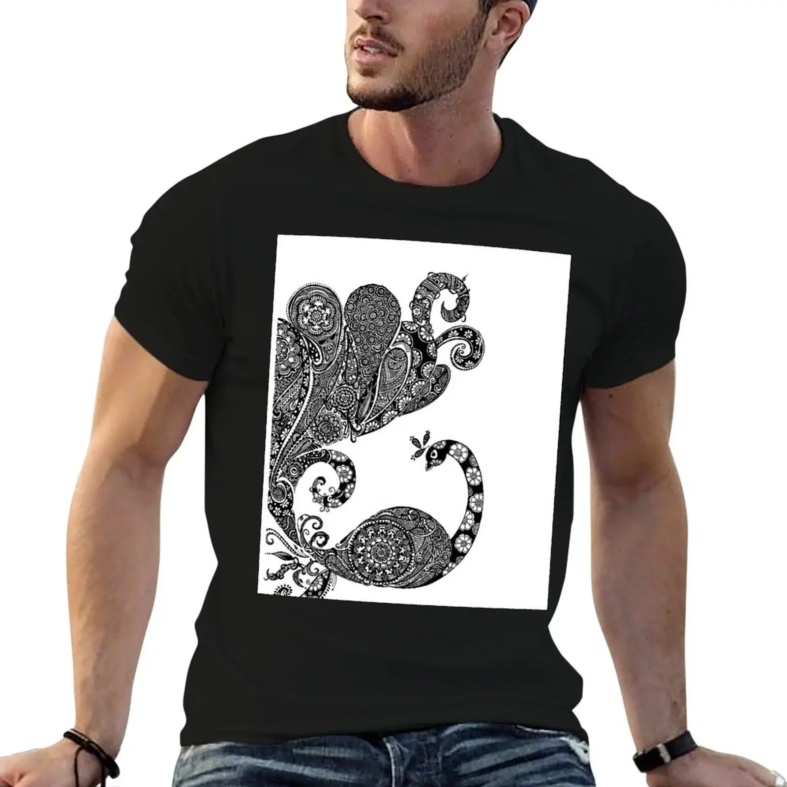 The Pensive Peacock T-Shirt cute tops oversized t shirt mens white t shirts