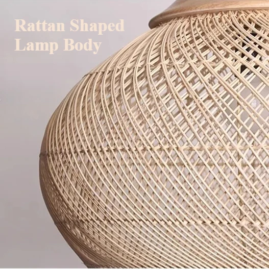 30/40/50/60cm Japanese Style Handmade Woven Rattan Pendant Lamp Creative Home Living Room Dining Room Decor E27 Chandelier Light