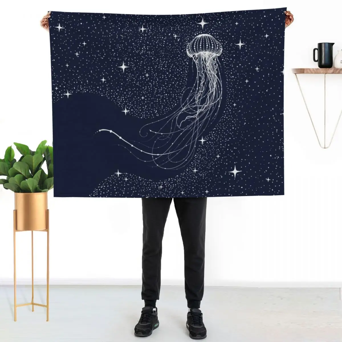 starry jellyfish Throw Blanket Fashion Sofas Decorative Throw Baby blankets ands Custom christmas gifts Blankets