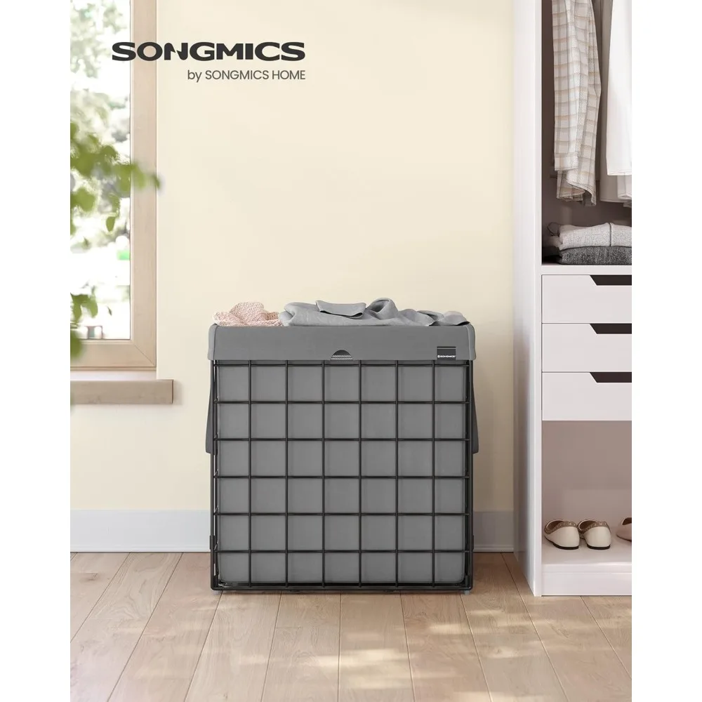 

Laundry Hamper, 29 Gal. (110L) Laundry Basket, Collapsible Clothes Hamper, for Bedroom Bathroom, Black and Gray ULCB111G01