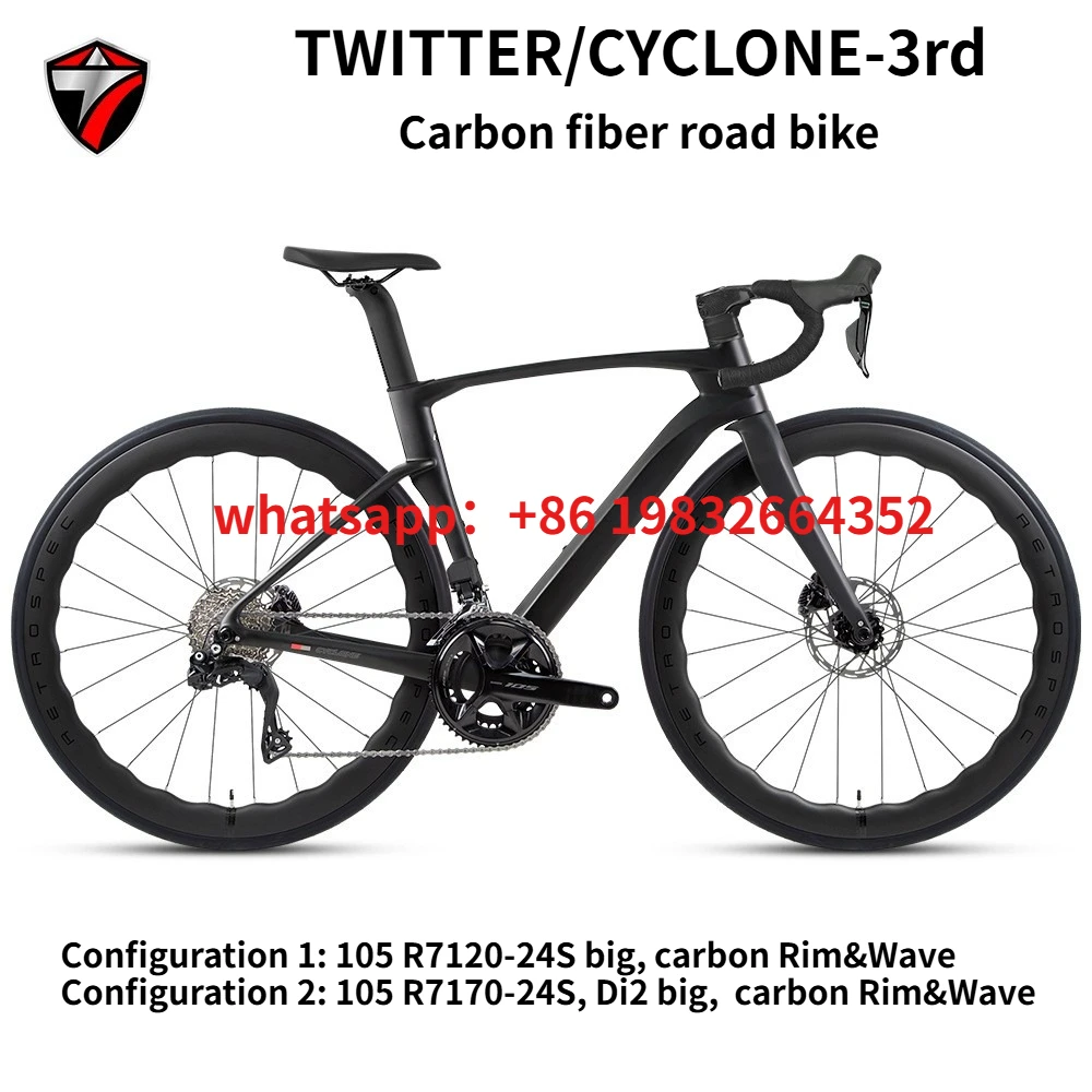 

TWITTER new CYCLONE 3rd carbon fiber road bike 105-R7120-24S/Di2105-R7170-24S hydraulic disc brake 700 * 28C Wave carbon wheel