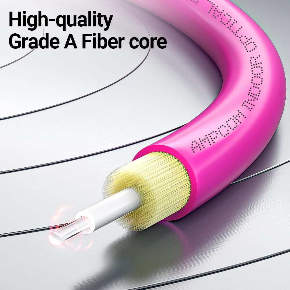 AMPCOM LC - LC UPC OM4 광섬유 패치 케이블 40G 다중 모드 이중, 50/125μm, OD 2.0mm, LSZH OFNR, 1-100미터