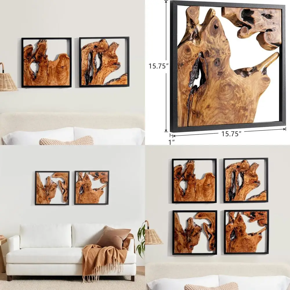 

Rustic Cedar Wall Art Set, Live Edge Wooden Decor for Home Spaces