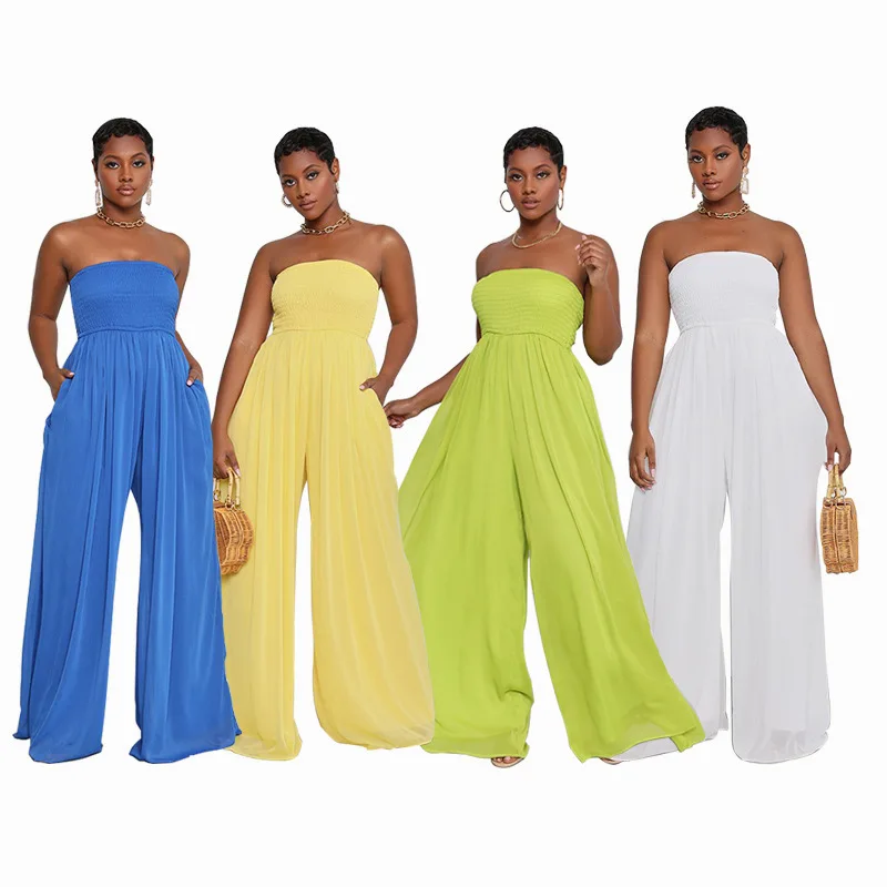 

Women's spring new chiffon wide-legged jumpsuit French jumpsuits leisure flares