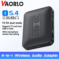 Bluetooth 5.4 Wireless Receiver Transmitter 3.5mm AUX/U Disk/TF HIFI Stereo Audio Adapter With Mic for Car Kit Speaker PC TV