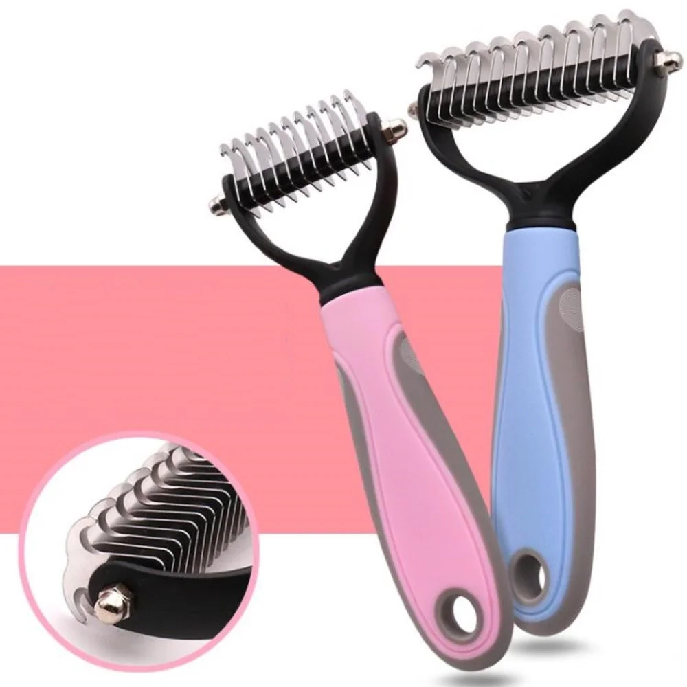 

Hair Removal Comb For Dogs Cat Detangler Fur Trimming Dematting Deshedding Brush Tool For Matted Long Hair Curly Pet