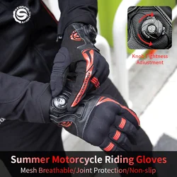 SFK Full Finger Motorcycle Gloves Riding Joint Protect Gears Summer Breathable Knob Tightness Adjust Design Non-slip Equipment