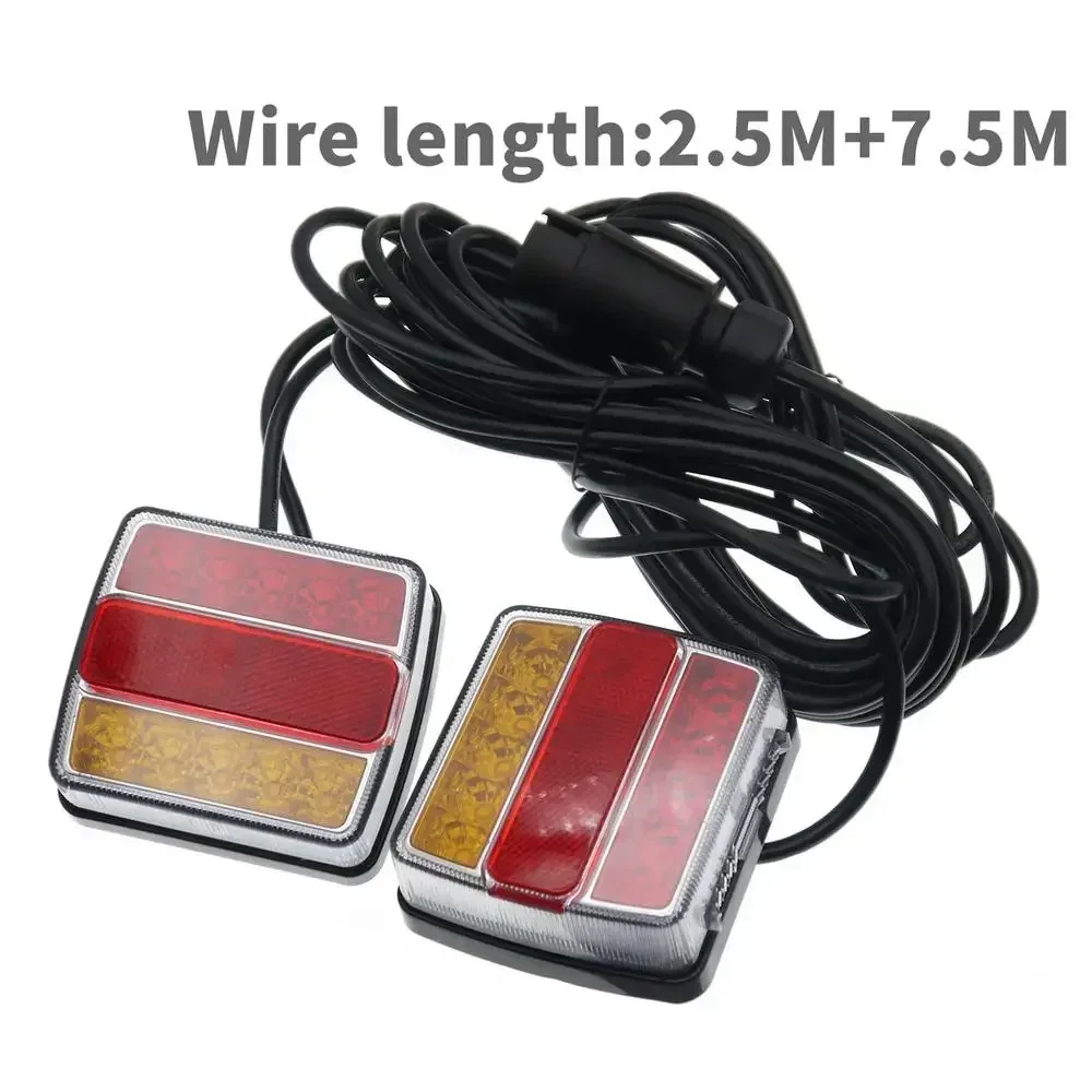 

1 set Trailer Towing Light Kit 7Pin Plug 12V 16 led Tail Light Rear Stop Indicator Reflector Number Plate Lamp for Truck RV