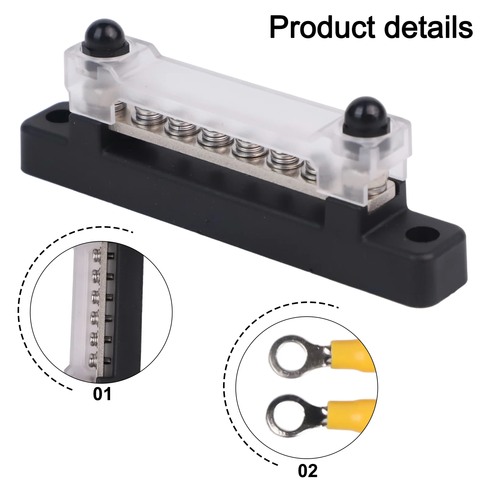 

12V-48V Boat Terminal Block Bus Bar 1/4 Inch Stud 150A Electrical Power Distribution Block For RV Boat