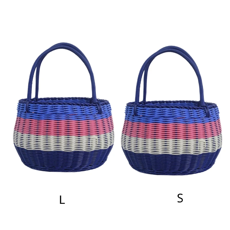 Four-Color Outdoor Picnic Basket, Imitation Rattan Woven Shopping Basket, Fruit Basket, Gift Basket