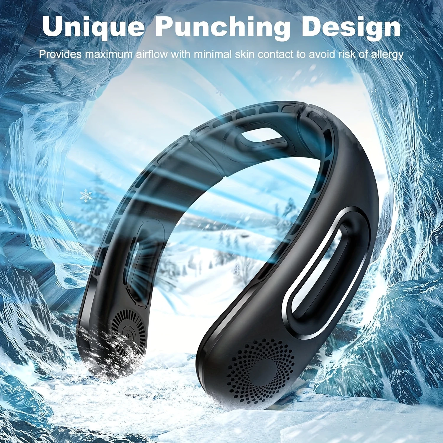 Portable Rechargeable Neck Fan-5200mAh 9 Ounce Nack Fan With 4 Speed Hands Free Bladeless For Tent, Outdoor - Battery Powered Fa