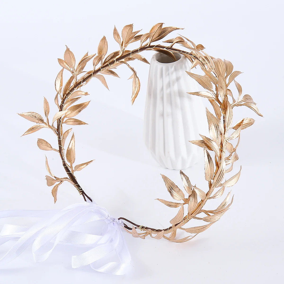 أوراق ذهبية تاج الزفاف جارلاند الباروك موضة ريترو اليدوية تاج الشعر حفلة الأفلام والتلفزيون الديكور صور الدعائم #4