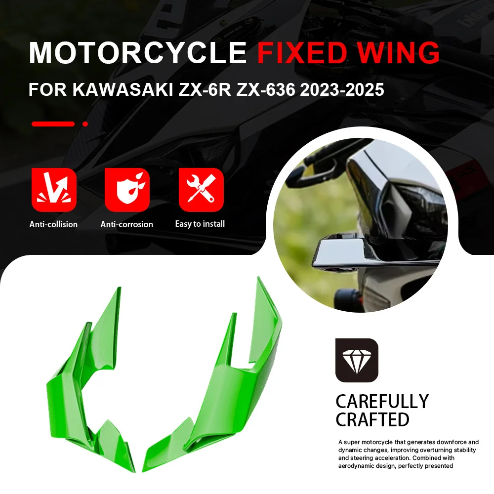 

For KAWASAKI ZX-6R ZX-636 ZX6R ZX636 2023 2024 2025 Motorcycle Aerodynamic Fixed Wing Spoiler Side Winglet Wing Aileron