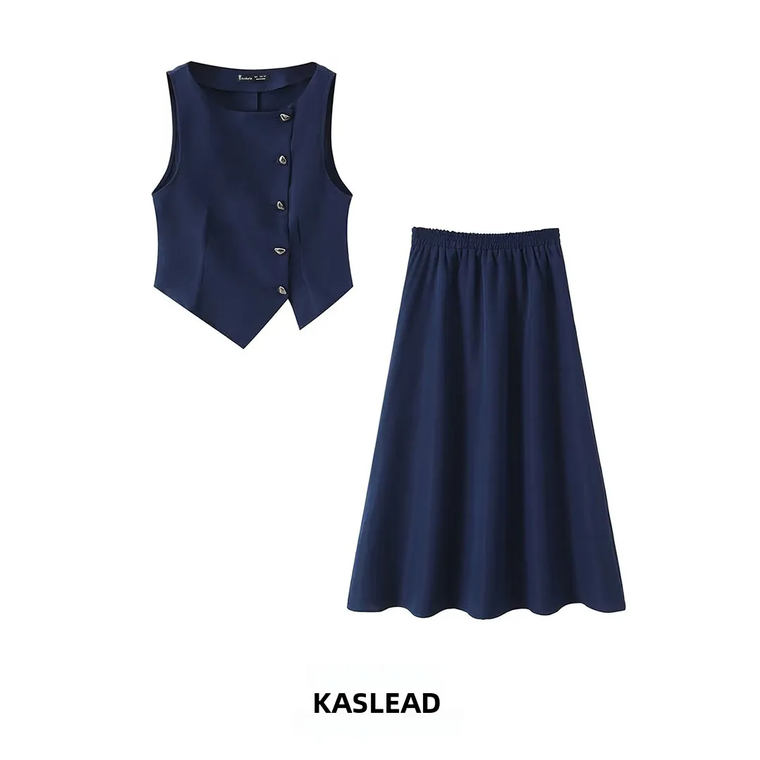 

KASLEAD New Fashion Simple Asymmetric Jacket Set Women's Spring Season Two-Piece Suit Asymmetrical Design Spring Collection