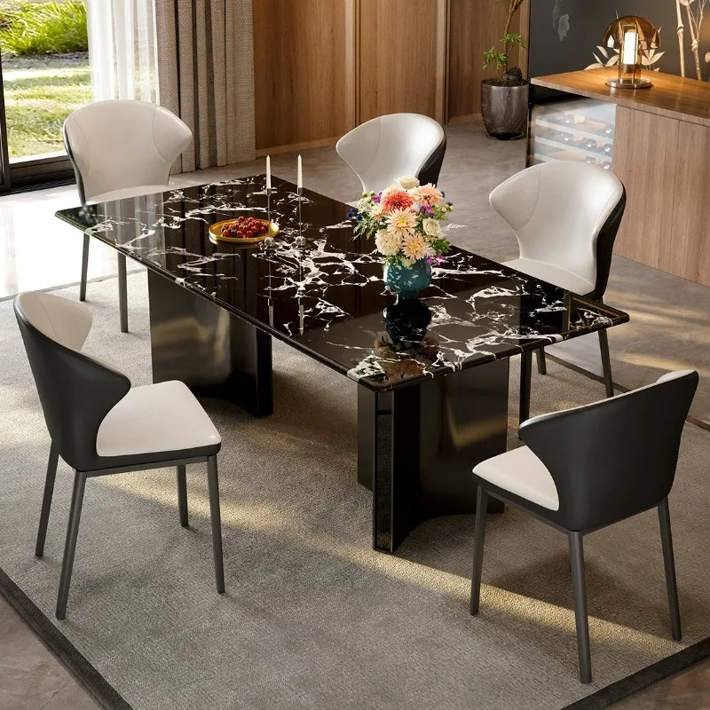 

Hardcover Italian Design Modern Dining Tables Sets Dining Chairs Classic Unique Minimalist Kitchen Table Large Luxury Furniture