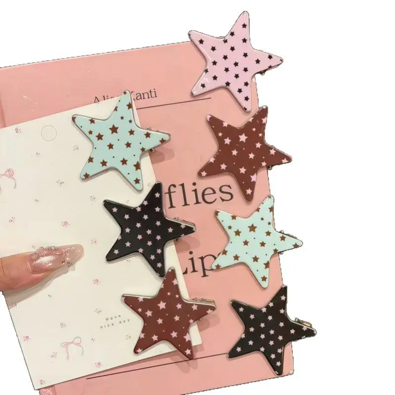 Trendige Stern-Haarspangen für Frauen, Niedliche Haarnadeln, Süße Mädchen-Pony-Clips, Pentagramm Y2k Mode, Bunte Geometrische Haaraccessoires – Detail 6