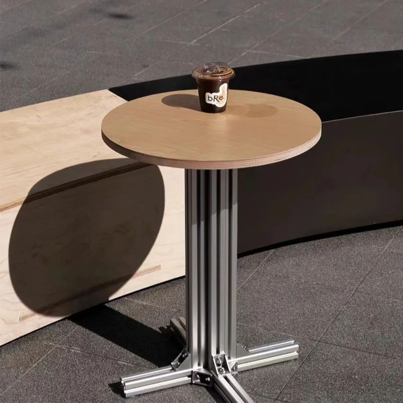 Birch ocean board coffee table milk tea table Internet celebrity small apartment small round table leisure bar square edge