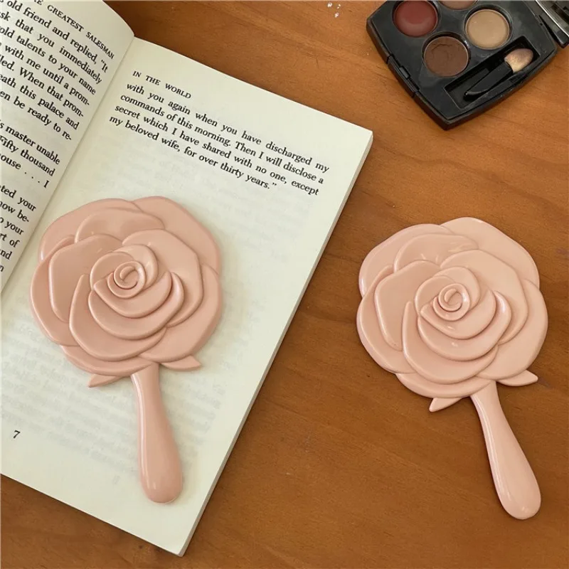 Teenage Girl Heart Rose Flower Small Makeup Mirror Portable Handheld Mini Makeup Mirror Carry Small Mirror