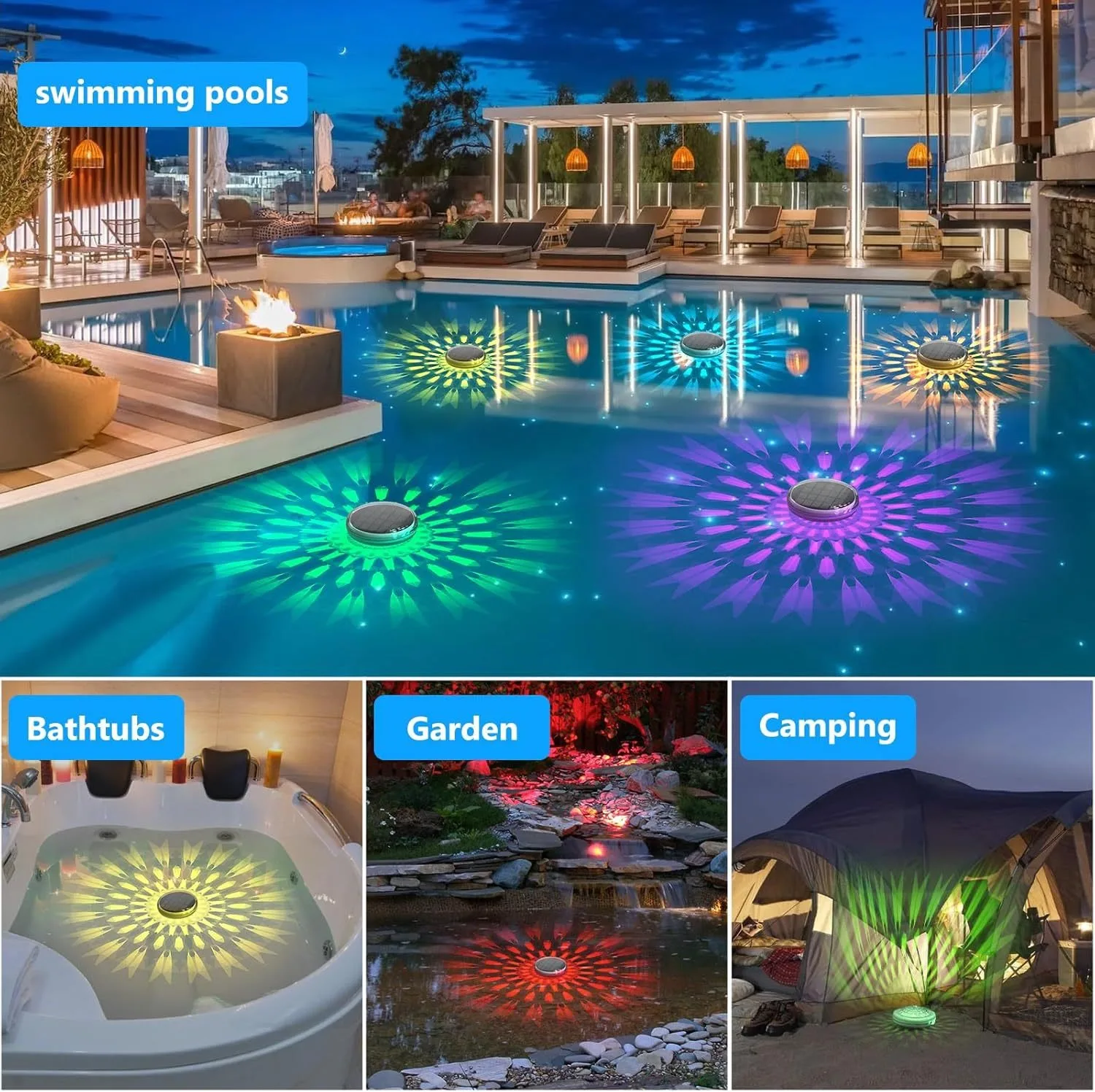 1/2/4PCS Solar Schwimmende Pool Lichter IP68 Wasserdichte Pool Lichter Mit Fernbedienung 3 Dynamische Beleuchtung Timing Modus Pool Beleuchtung