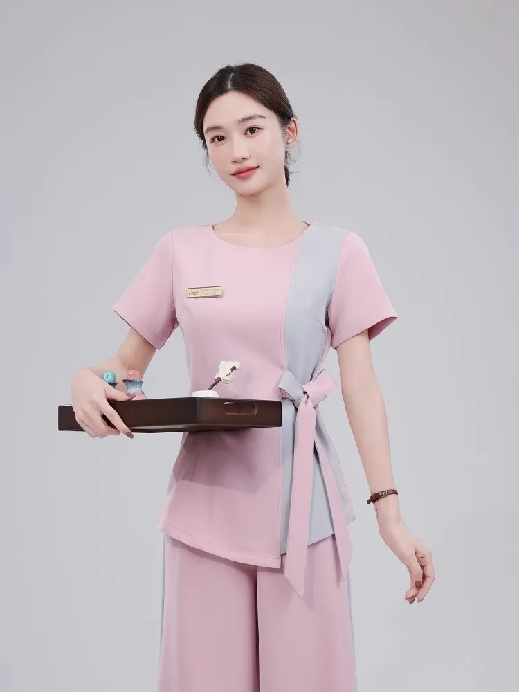 

High-End Beau Salon Women's Foot Massage Slimming Pants Set ort Sve round Ne Hotel Work orm Techans Outfit