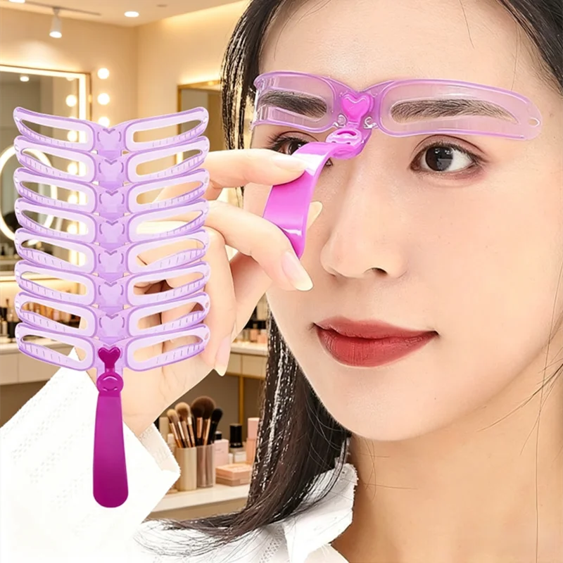 Reusable Eyebrow Stencil Kit 8 Styles, Eyebrow Shaping Template Tool Eyebrow Grooming Card for Beginners Makeup Brow Stamp Guide