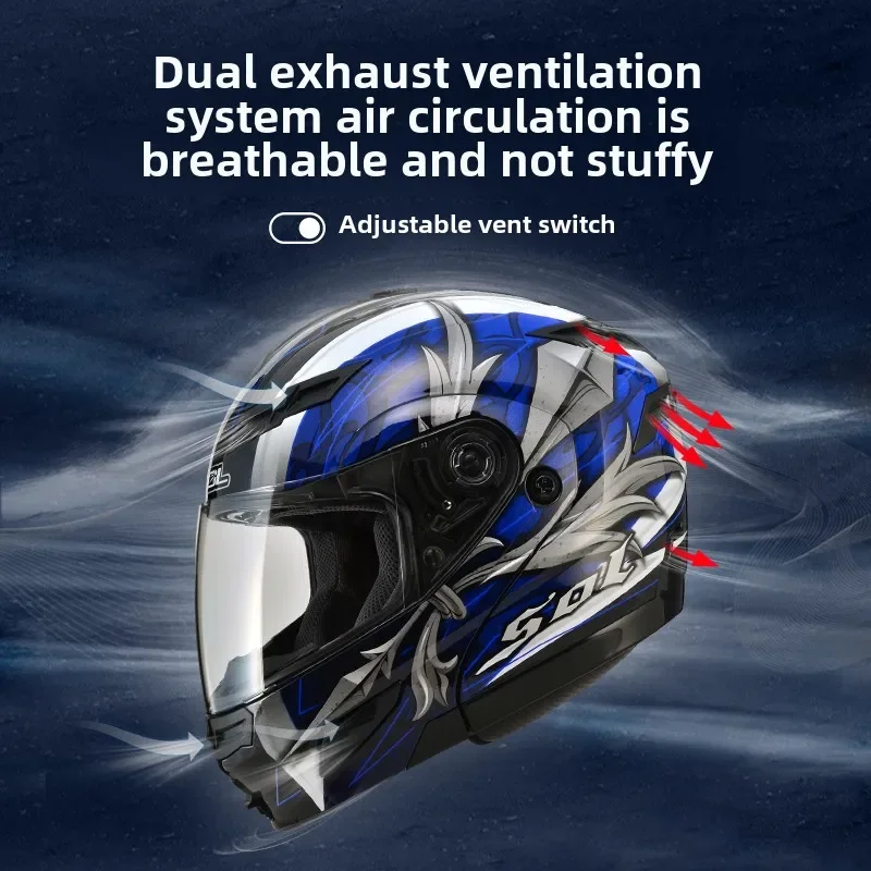 SOL Full Face Motorcycle Helmet Racing Moto Helmets DOT Certified Cacso Moto for Adult Men Women for Head Circumference 66cm