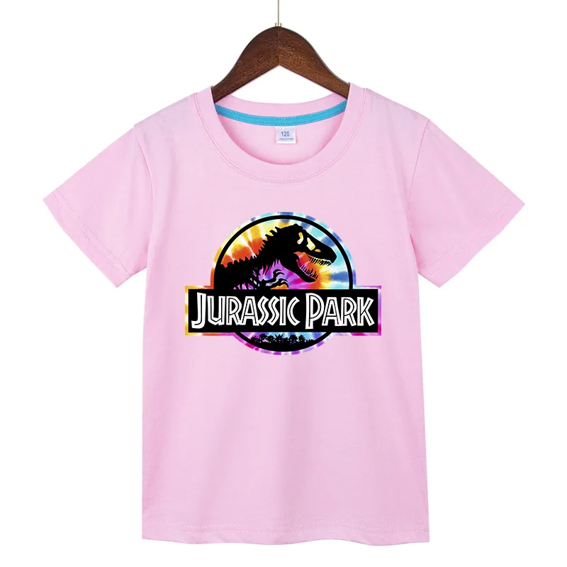 

Детская футболка с принтом «Парк Юрского периода» и принтом в виде круга Camiseta, летняя хлопковая футболка с короткими рукавами для мальчиков и девочек, одежда для малышей