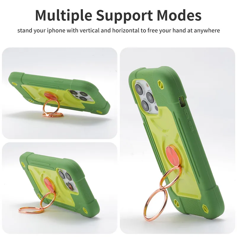 Colorful universal double ring stand Casing for iPhone 17 16 15 14 13 12 11 Pro Max 17PM 16Pro Hard Macaron Color Bumper Cover