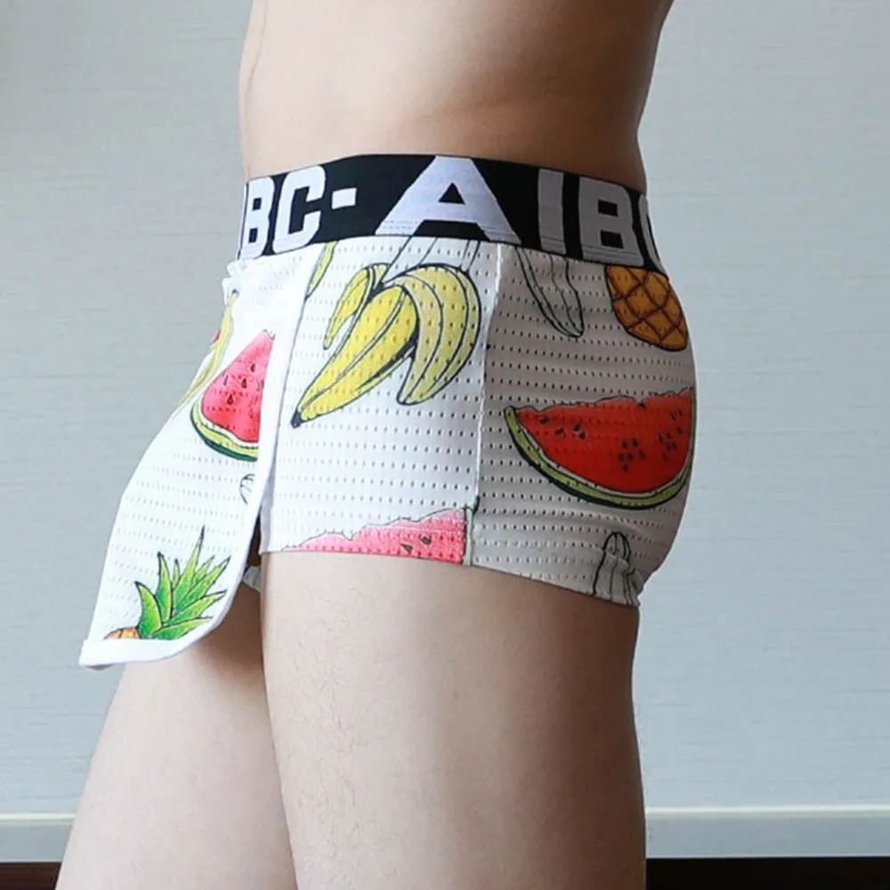 Underwear Men Open Crotch Cover Front Boxer Mens Arrow Shorts  Underpants Silk Smooth Briefs Underpants Men's Swim Shorts 2022
