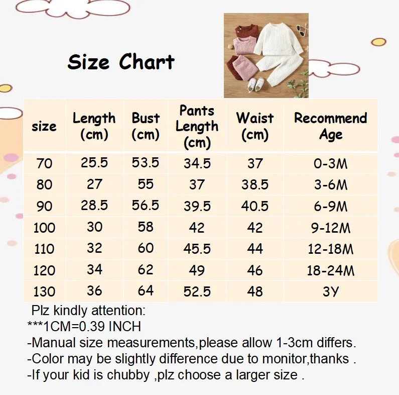 1-3 Years Baby Boy Girl Autumn&Winter Clothing Set Solid Long Sleeves Top+Pants 2PCS Casual Sport Warm Outfit for children Boys