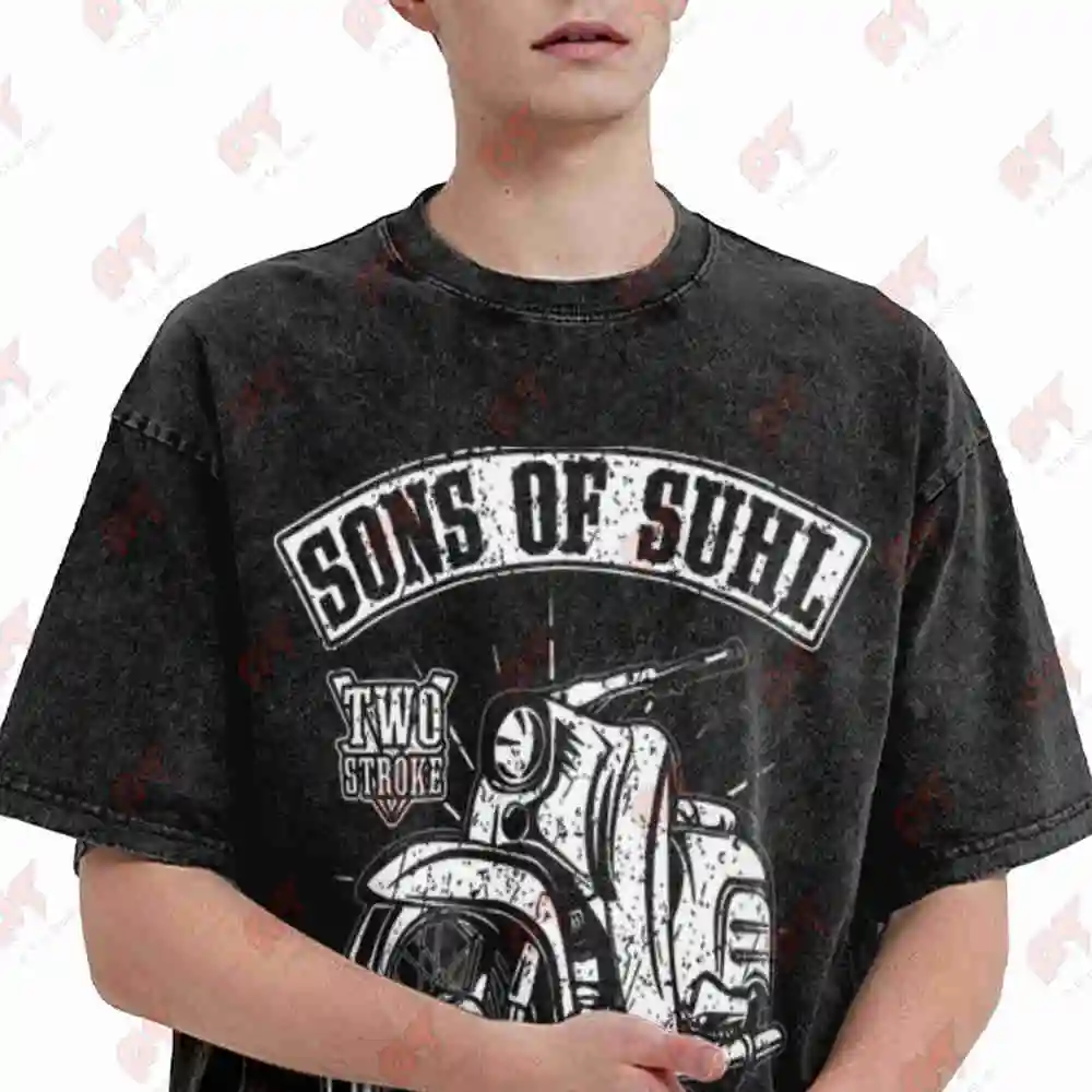 Simson Sons Of Suhl Schwalbe GDR Vintage Washed Tee Pure Cotton T-Shirt