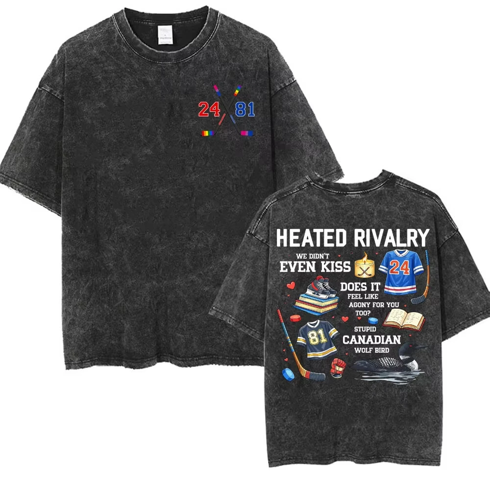 Vintage Washed Heated Rivalry Shane Hollander‌ Ilya Rozanov T-shirt Men Women Fashion Oversized 100% Cotton T Shirts Streetwears